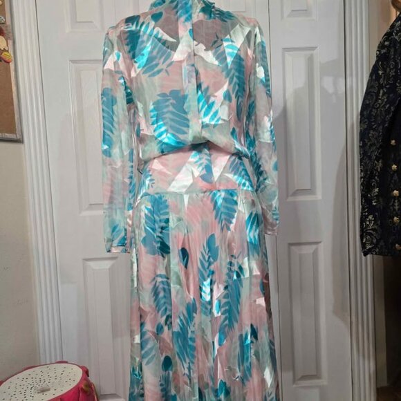 Size 6 The Silk Farm 100% Silk Vintage Dress Fairy Pastel With Matching Belt - Picture 4 of 10